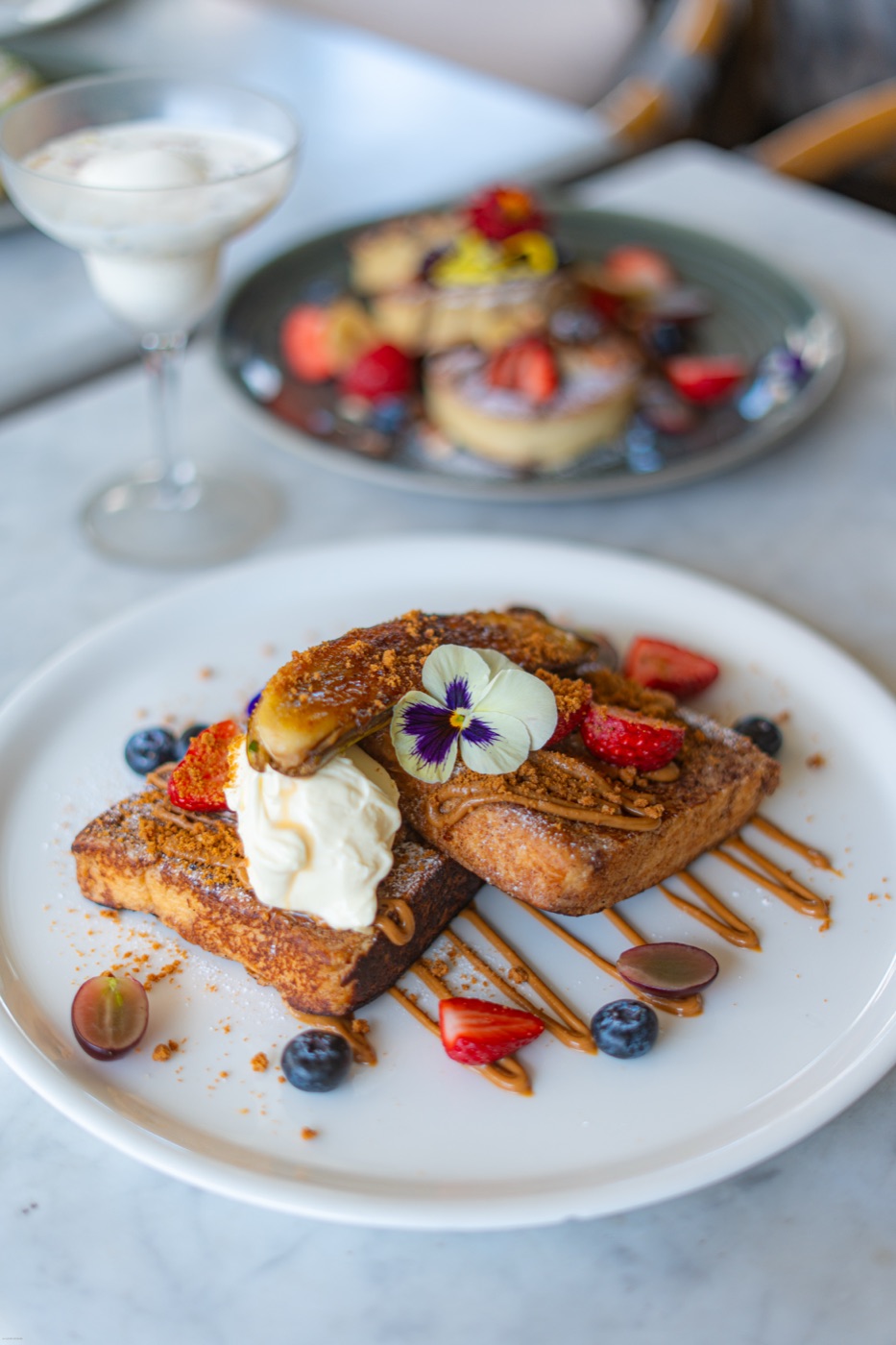 French toast with berries and cream